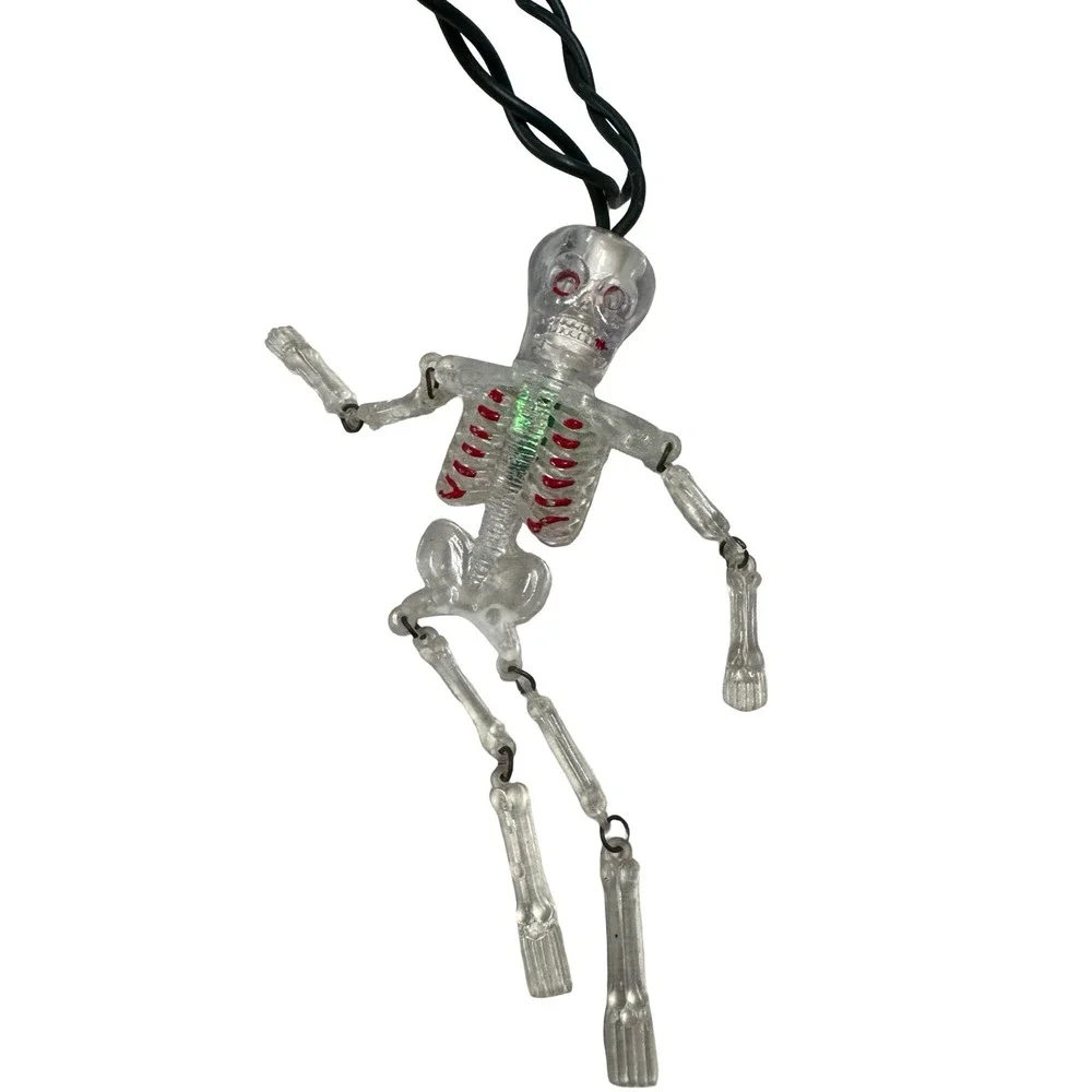 Vintage Halloween Skeleton String Lights Green Glow Indoor Decor RX003-1 retro